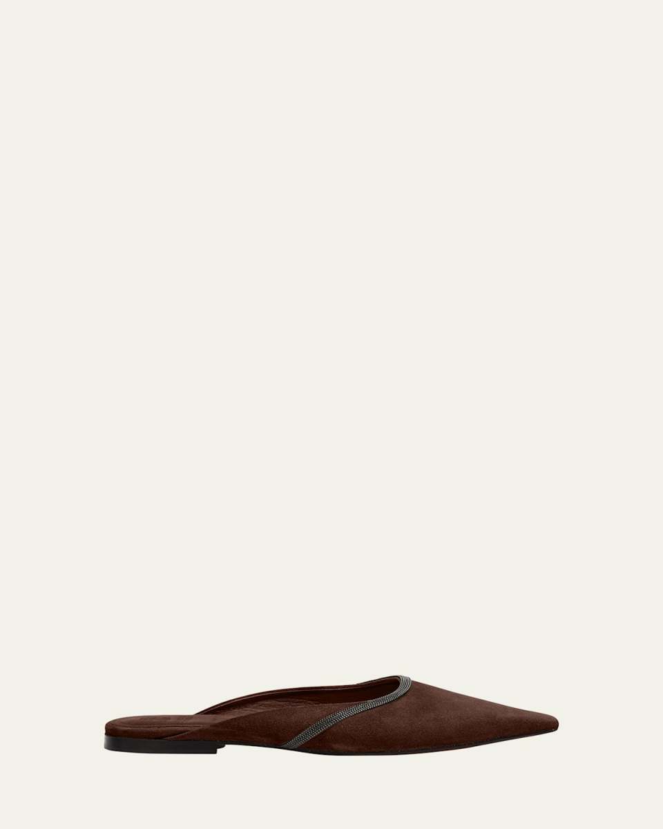 Suede Monili Ballerina Mules